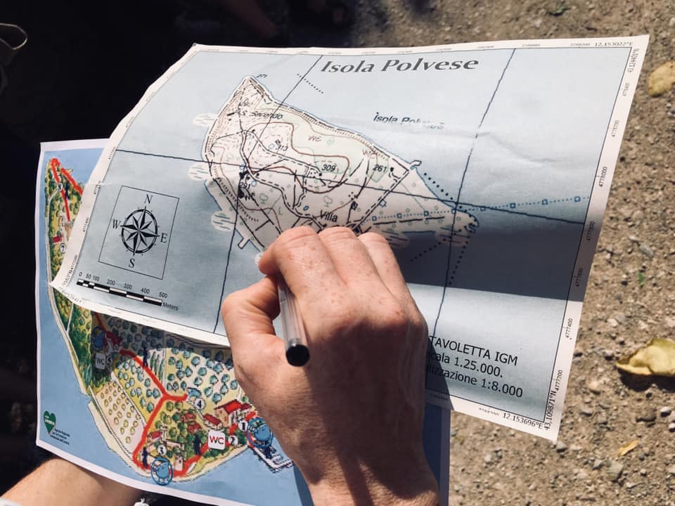La mappa dell'isola Polvese, nel lago Trasimeno
