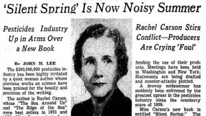 L'articolo di John M. Lee con cui il New York Times annunciava, il 22 luglio 1962, l'uscita di “‘Silent Spring’
